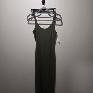 Olive Green Ribbed Tank Maxi Dress